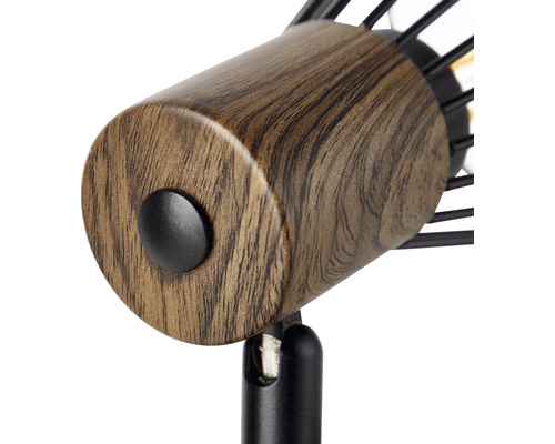 Klemlamp, 1-lichts, HxBxD 18x8x14 cm, kleur Manama hout - donker/zwart mat, met inline snoerschakelaar