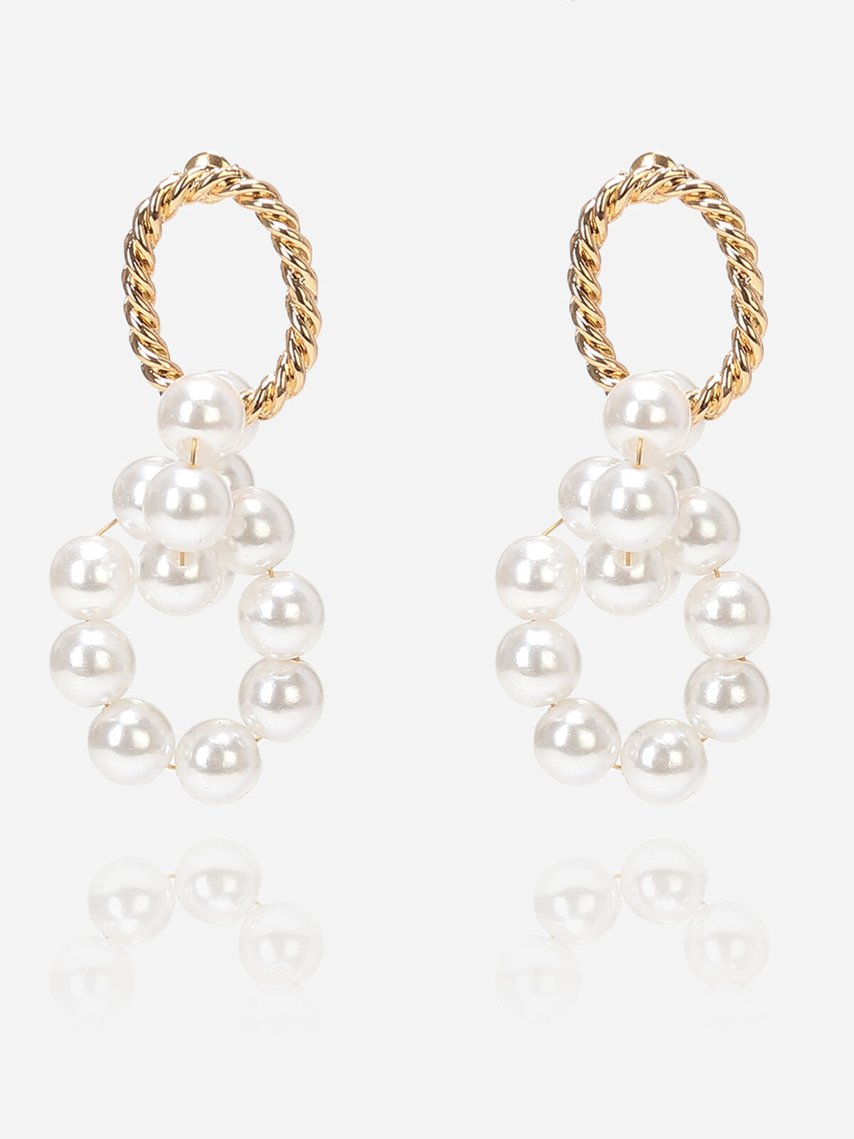 Boucles d'oreilles pendantes à perles- dore_blanc