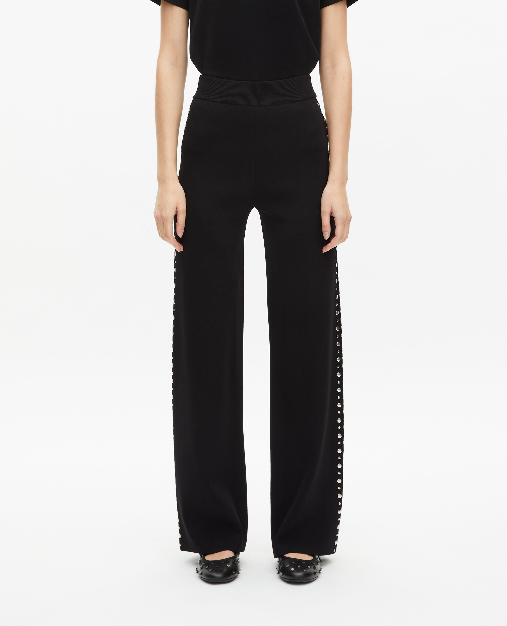 Pantalon en maille avec studs noir