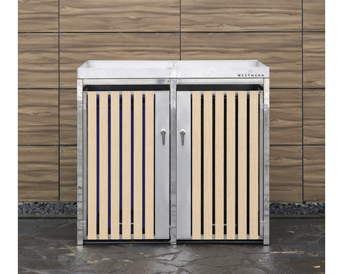 WESTMANN bakkenkast inclusief twee plantenbakken, 134 x 84 x 125 cm, zilverkleurige houtlook