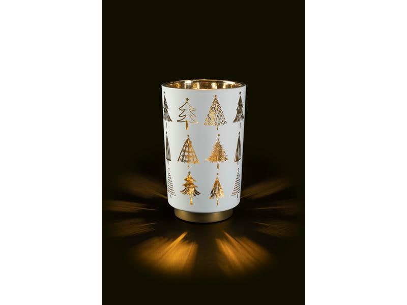 STT Laterne, Baum, M, 20 cm, Weiss LED Weihnachtsdekoration