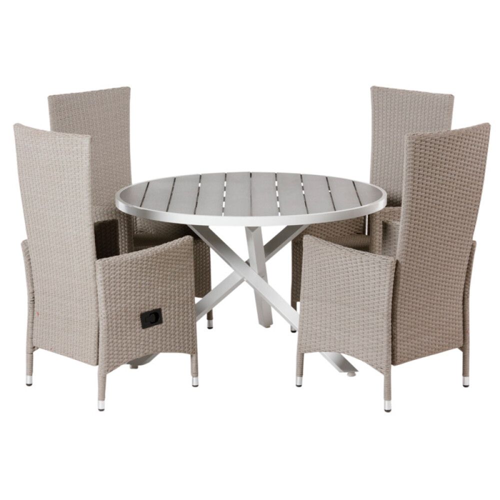 SPISEBORD SUNFUN SMYGEHUK Ø118CM GRÅ/HVIT