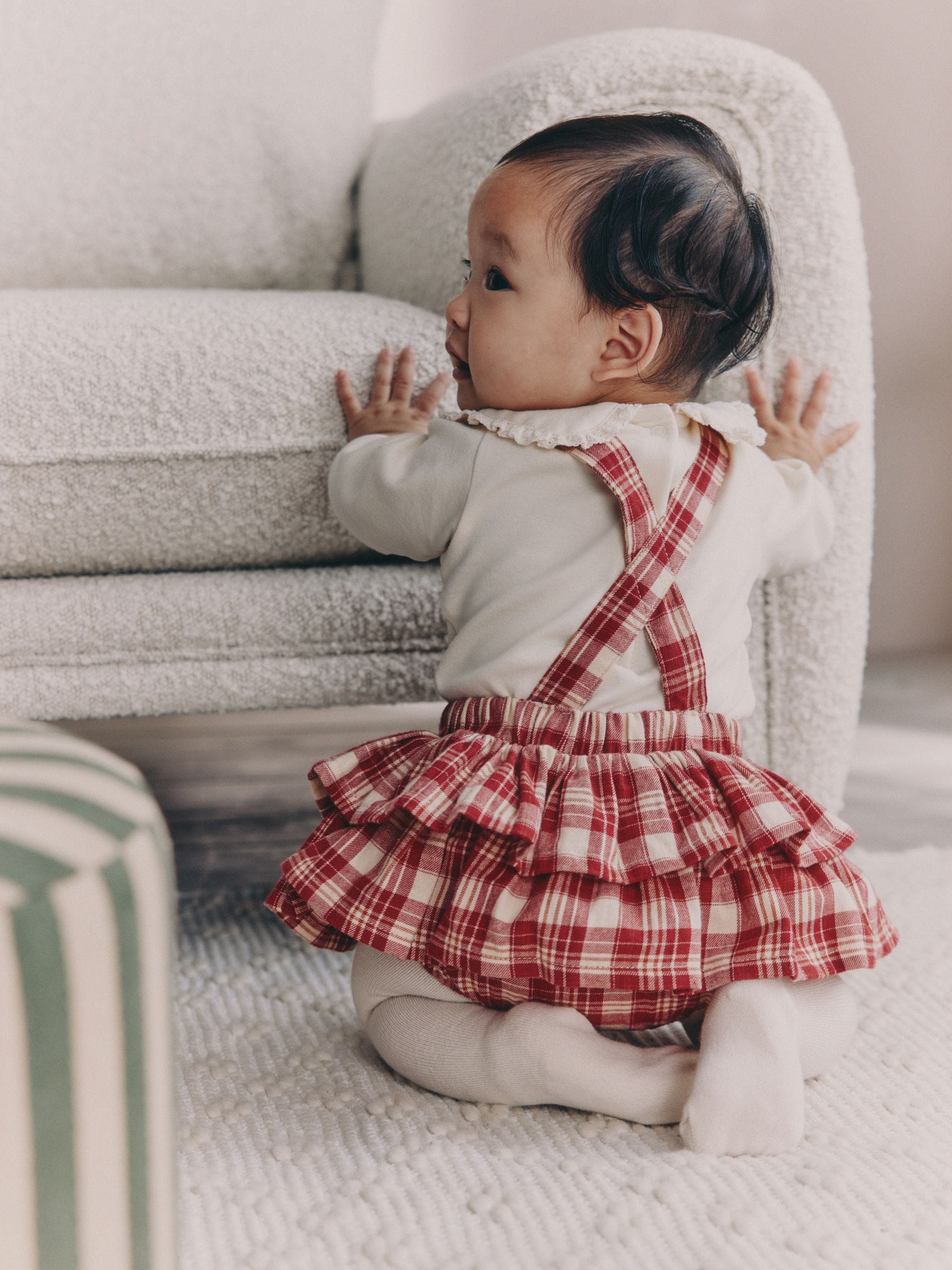 Rood geruit - 3 -delige Baby Set met Lange mouwen Bodysuit, bubbelrok en Panty''s (0mnd-2jr)