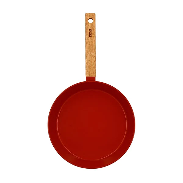 Poêle Ector induction aluminium revêtu manche en bois 24 cm rouge Ogo