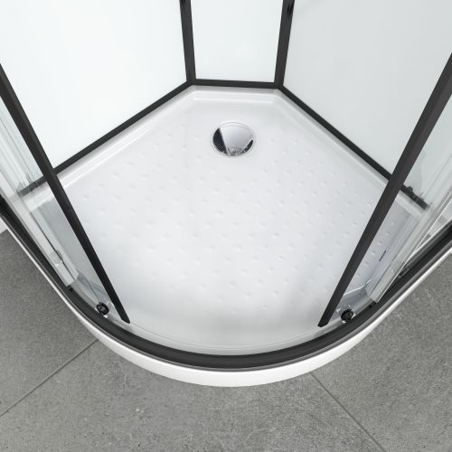Saniclear Elite complete douchecabine kwartrond 90x90cm mat zwarte profielen