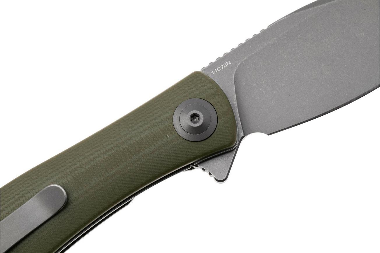 Trollsky Knives Mandu Evo MTE001 Stonewashed 14C28N, Green G10, zakmes, Michael Trollsky design