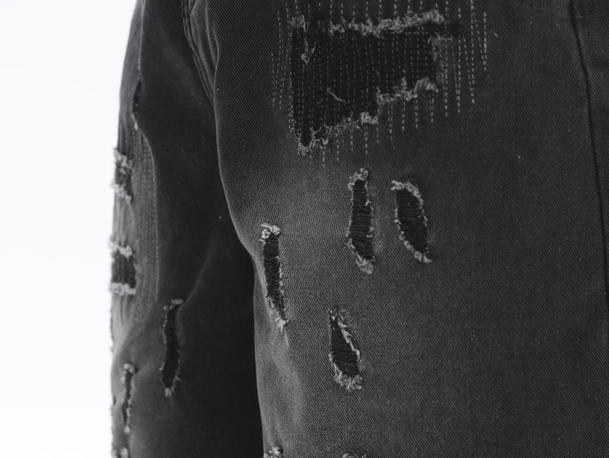 INStudio - Middelhoge denim shorts met distressed effect