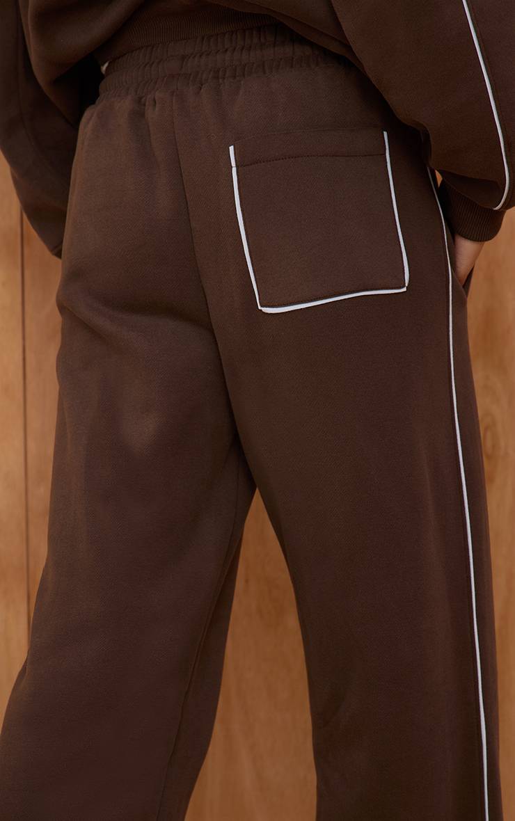 Chocolat Jogger Droit À Cordon De Serrage Avec Coutures Contrastées