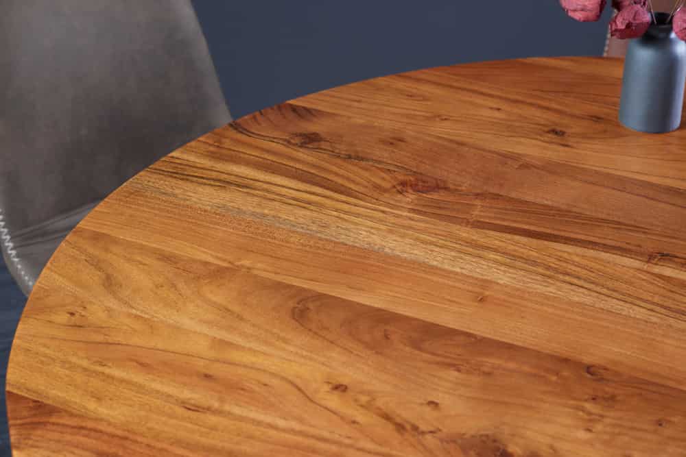 Runder Esstisch MAISON JADE 140cm natur Akazie Massivholz Säulenfuß