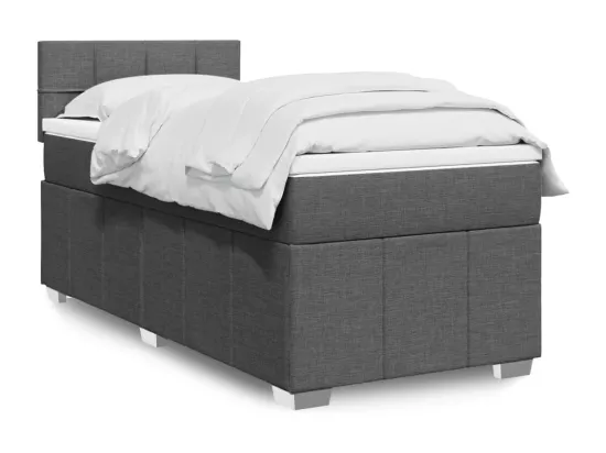 Sommier à lattes de lit et matelas Gris foncé 90x190 cm Tissu