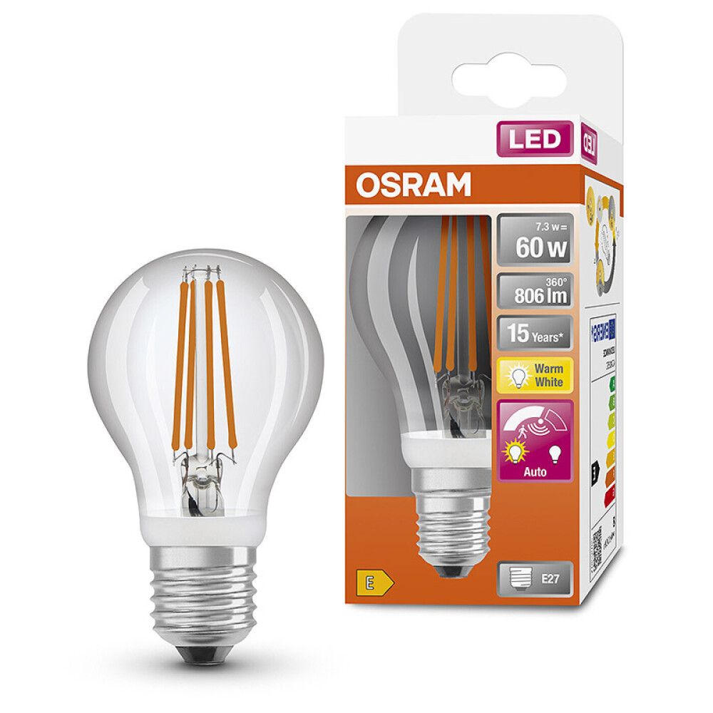 LYSPÆRE OSRAM LED MOTION SENSOR KLAR 2700K E27 7,3W