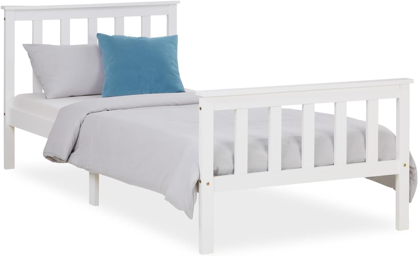 Homestyle4u Kinderbett Holzbett 90x200 mit Lattenrost Weiß Bett Bettgestell Jugendbett Kiefer Holz Massivholz