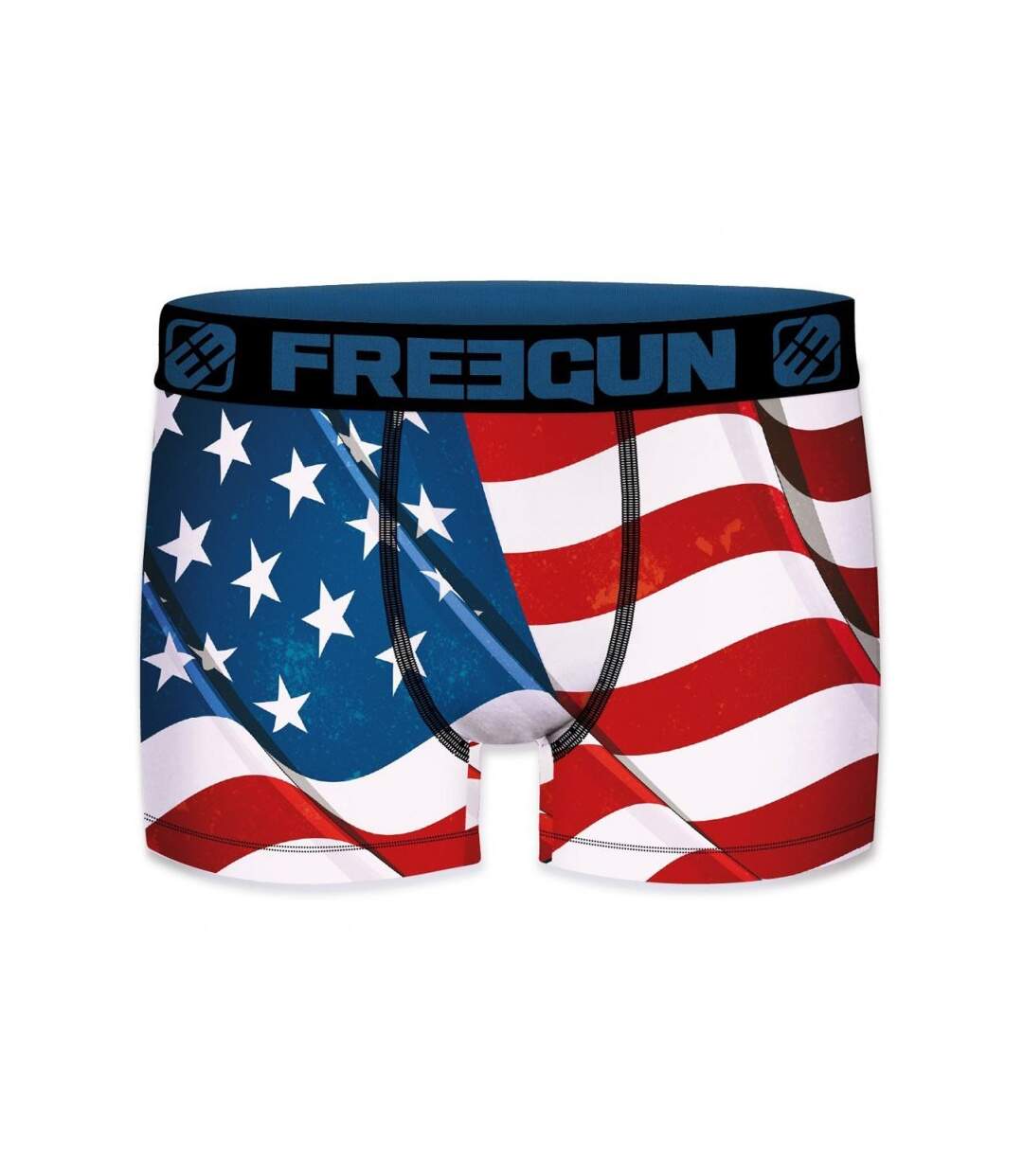 FREEGUN Boxer Homme Microfibre FLAG Bleu Rouge