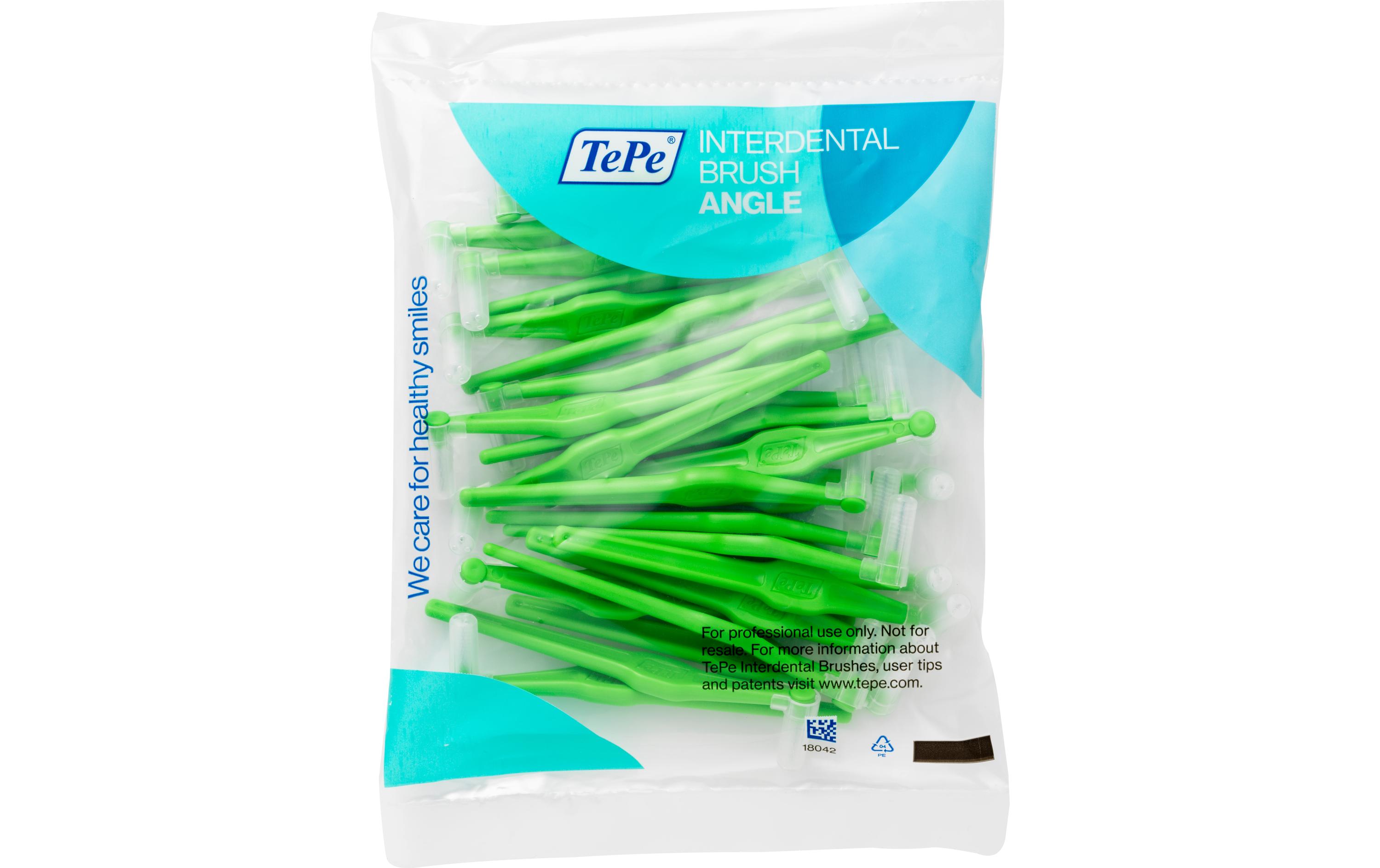 Interdentalbürsten Angle GrünGewinkelte Interdentalbürste für besseren Zugang