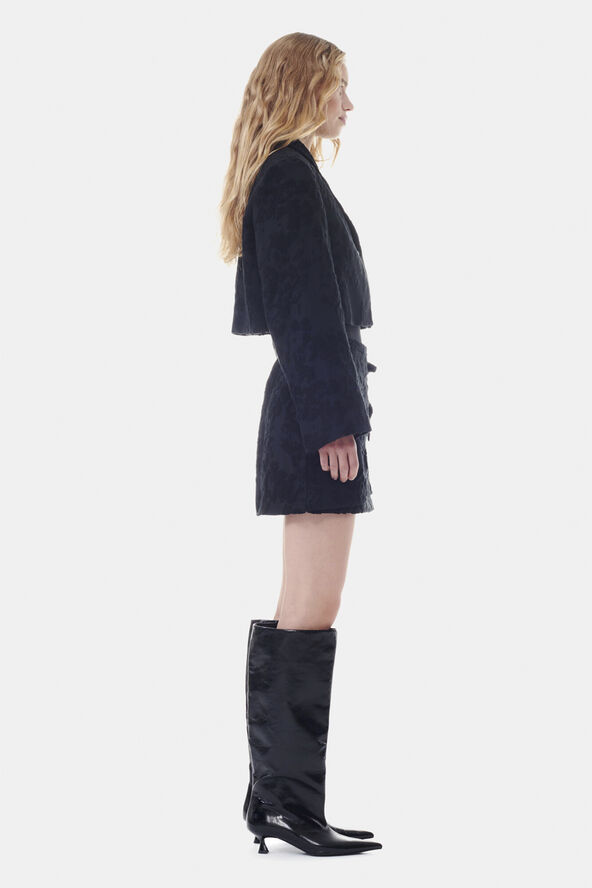 Ganni Boucle Jacquard Suiting Cropped Bla Black