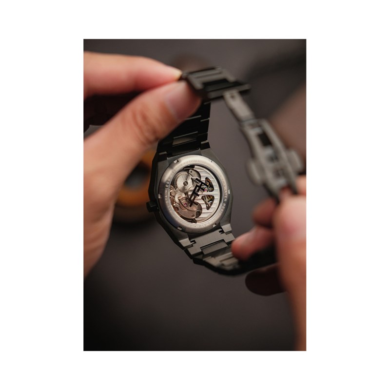 Montre homme automatique squelette Earnshaw - Bracelet acier inoxydable - 3 aiguilles- DRAKE