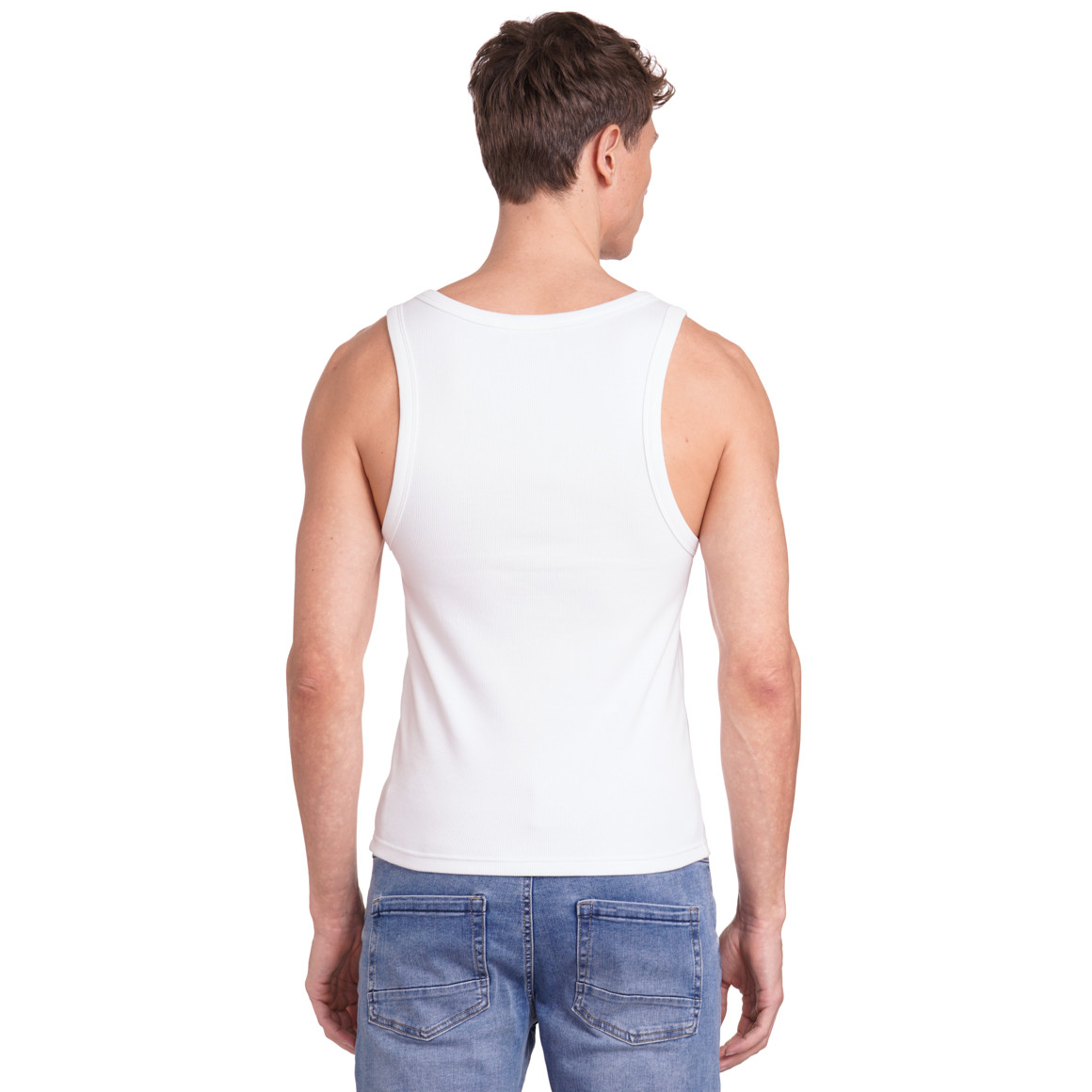 Jonas Nielsen Herren Tanktop in leichter Ripp-Struktur weiss
