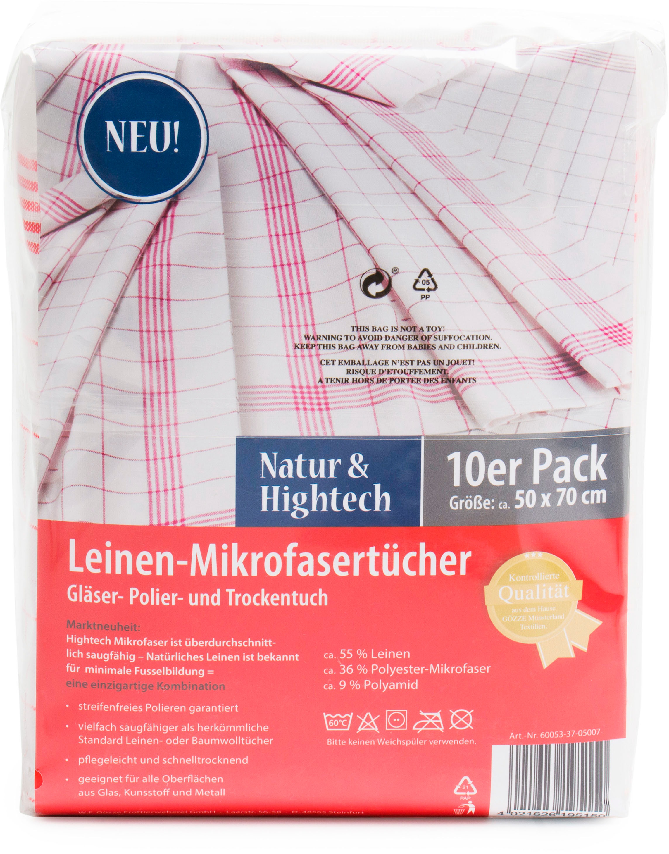 Gözze Geschirrtuch »Gläser und Poliertuch, Des. 60053, 50x70 cm« Mikrofaser
