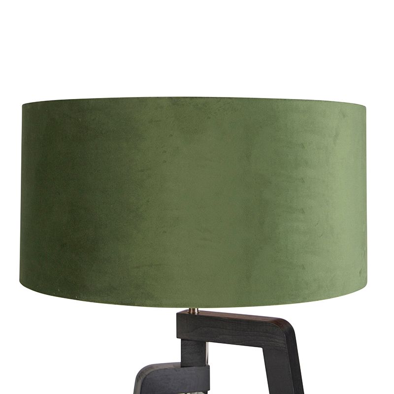 Vloerlamp tripod zwart met groene kap en goud 50 cm - Puros