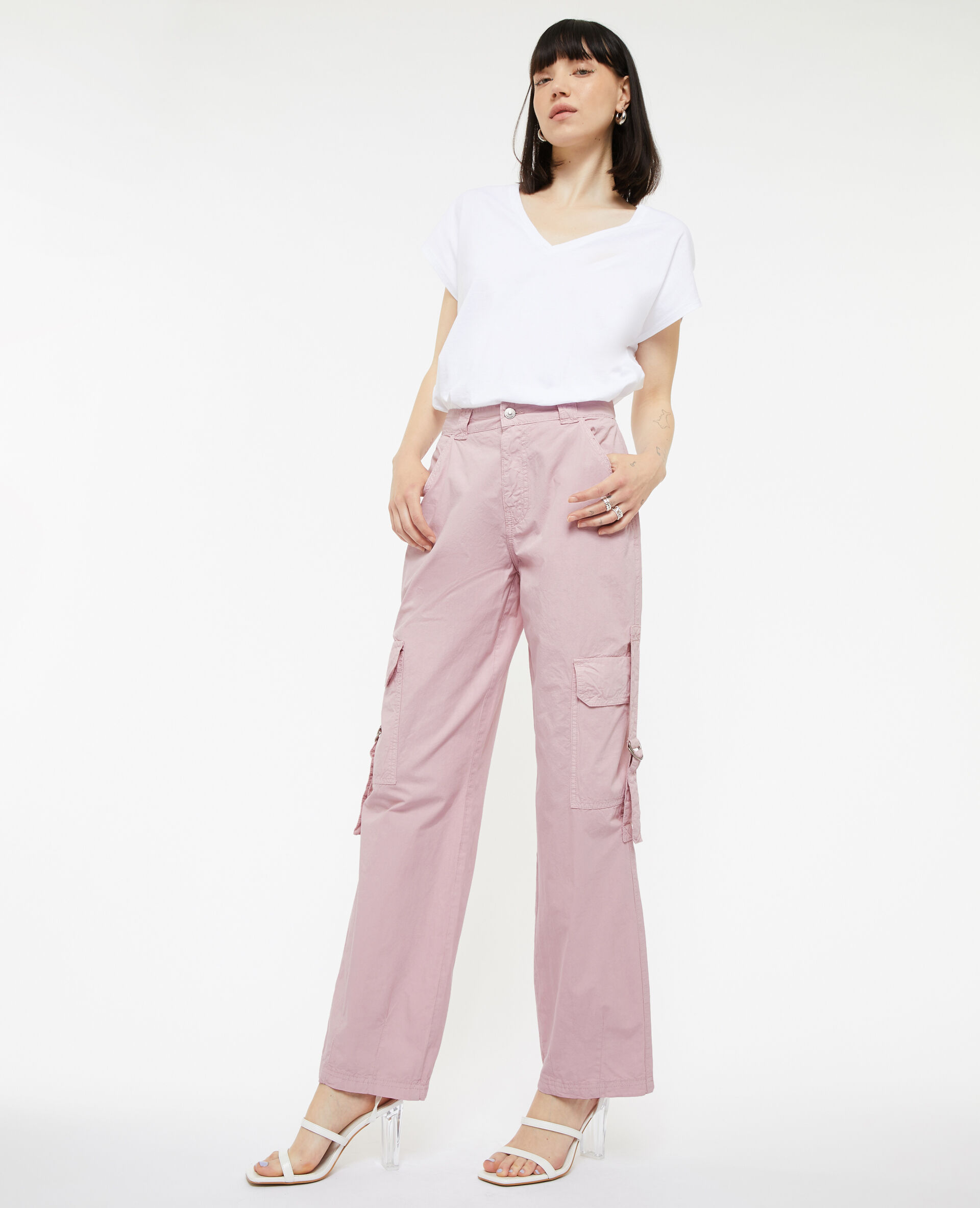 Pantalon cargo en toile légère - Lilas
