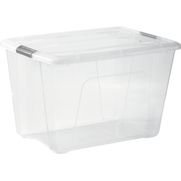 Iris opbergbox Click 60 liter transparant met grijze clips inclusief deksel