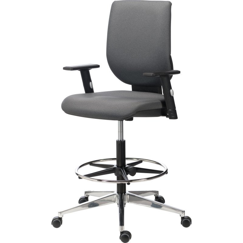 Chaise haute NAO EXPERT - simili cuir anthracite - avec ou sans accoudoirs - mécanisme contact permanent - avec repose pied