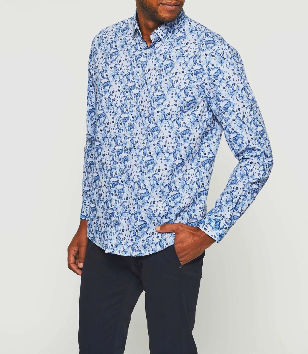 Chemise casual à imprimé bleu 
