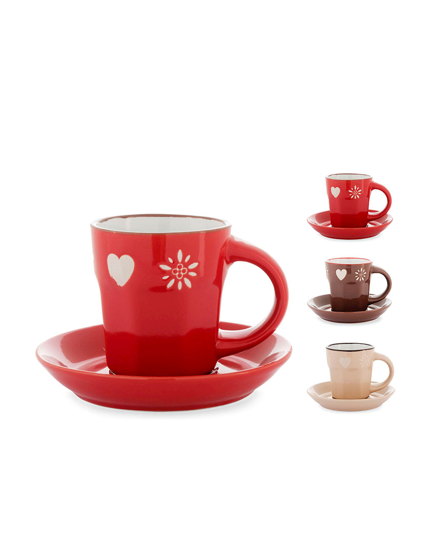 Set of 4 Chalet Coffee Cups with Saucer