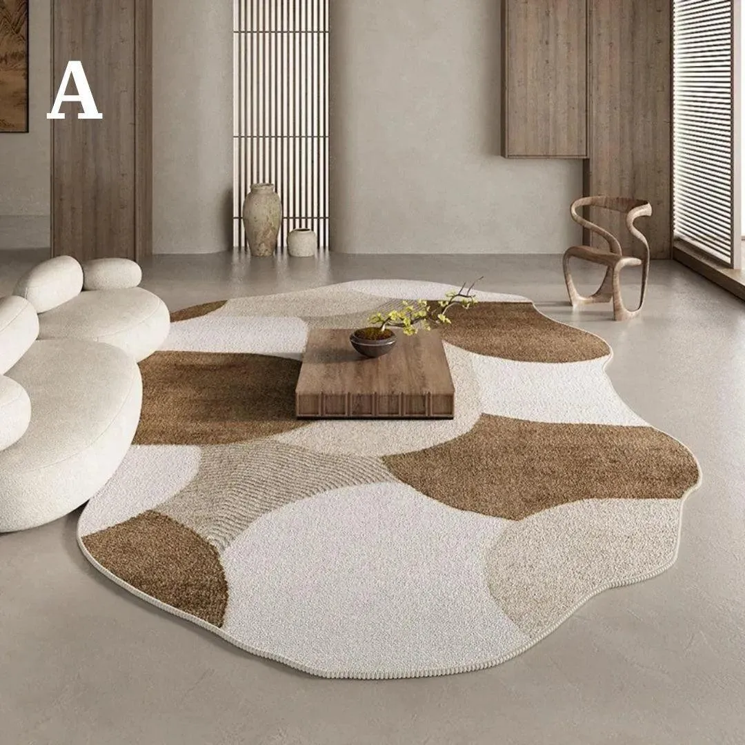 Classical Post-Modern Irregular Carpet | Neutral Retro Style Large Area Carpet Rug