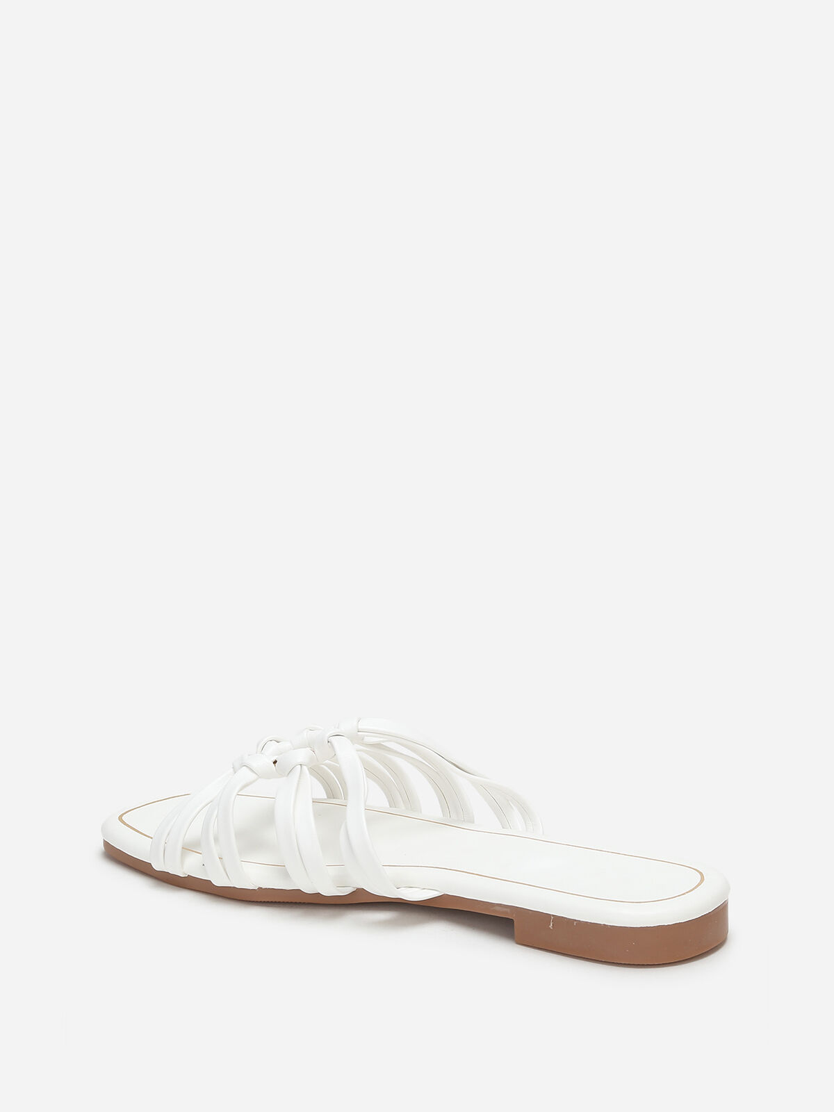 Mules à anneau dorée et fines brides- Blanc