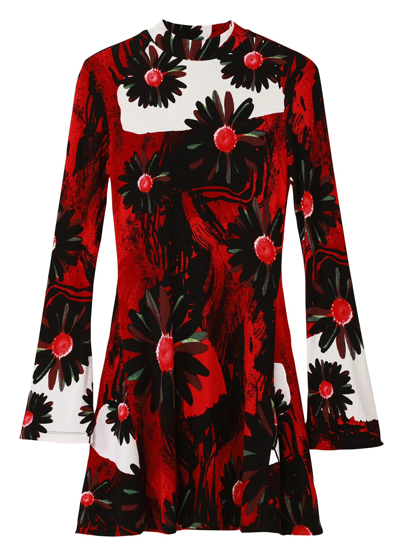 Robe courte droite imprimée| Rouge