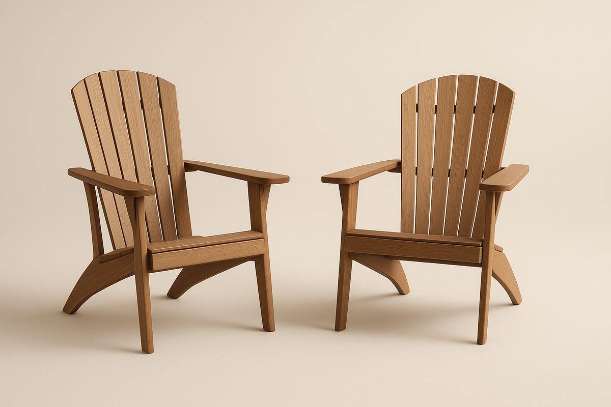 2er Set Adirondack Stühle aus Eichenholz Braun