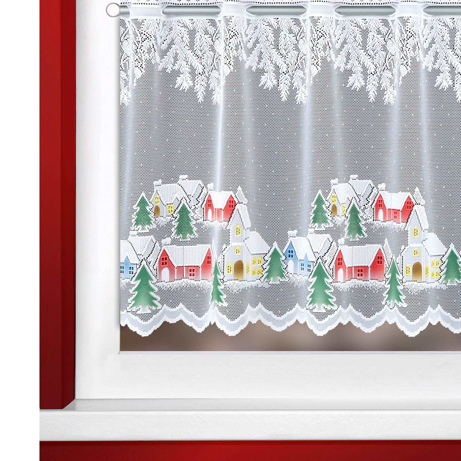 Scheibengardinen - transparent-bunt - weihnachtliches Design - 130 cm