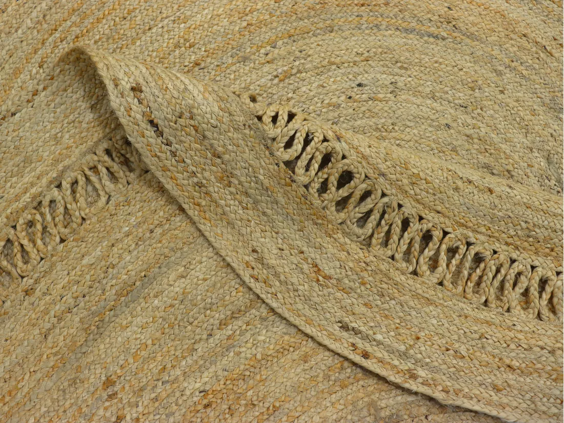 Tapis rond ajouré 100% jute - D. 200 cm - Naturel - ALYA