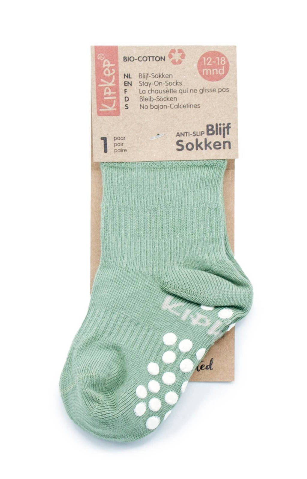 Blijf-Sokjes met anti-slip nopjes 18-24 mnd Calming Green