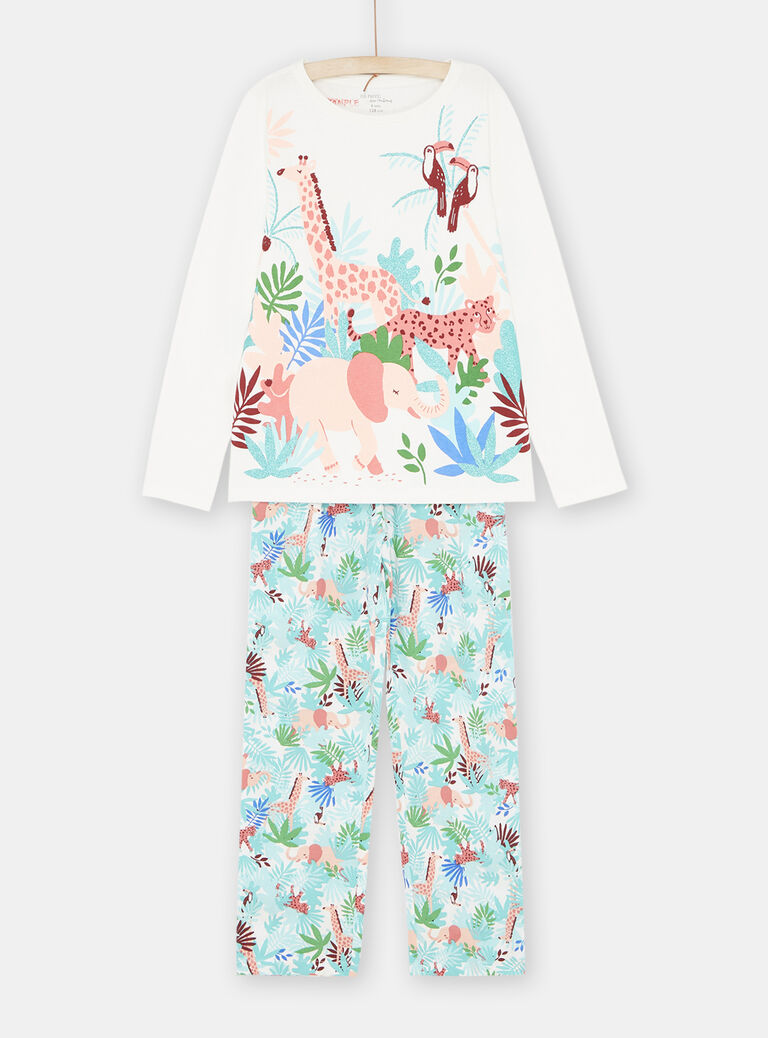 Pyjama écru à imprimé animalier fille