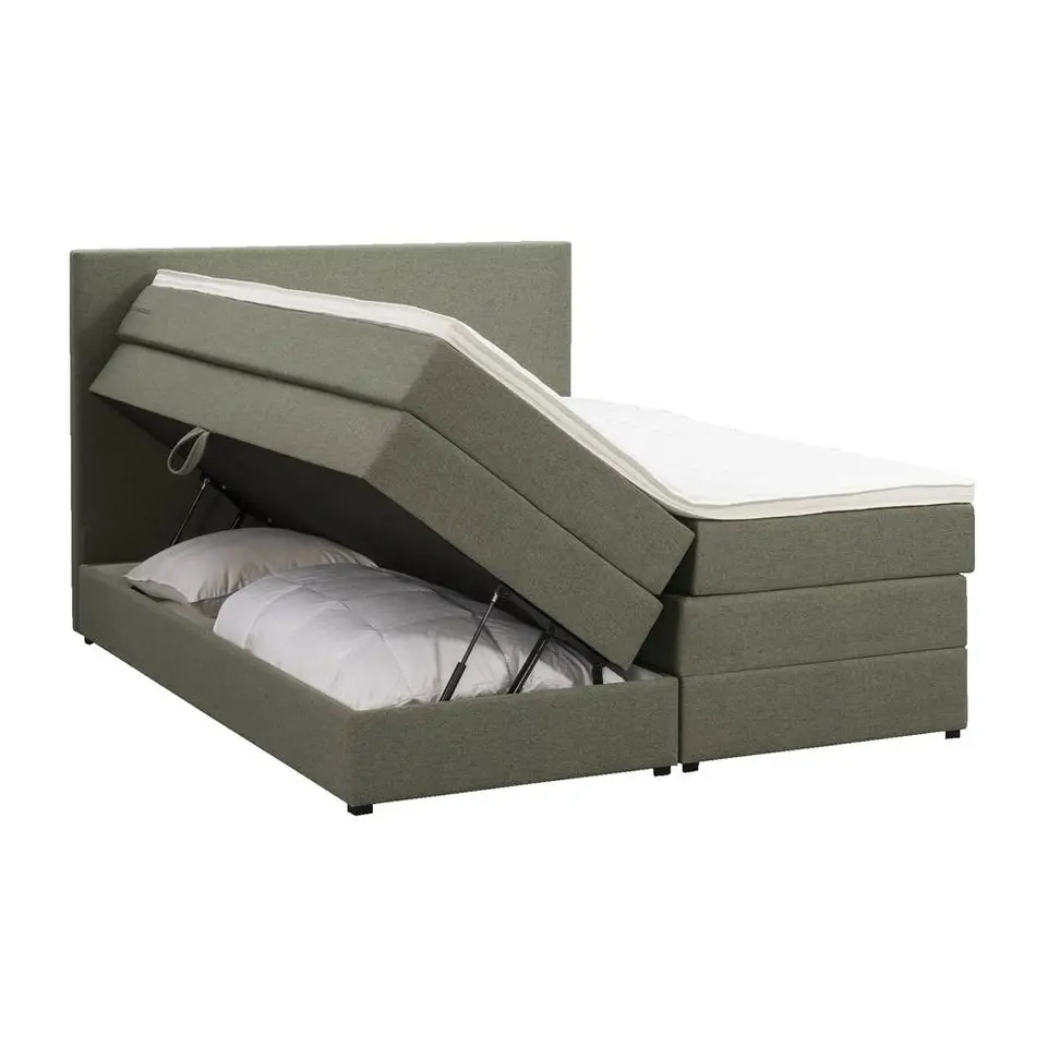 Boxspring met opbergruimte Liv egaal - groen - 180x200 cm