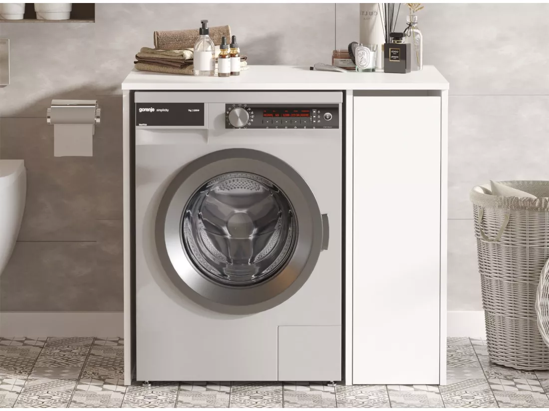 Armoire de Rangement pour Machine à Laver en Bois Blanc