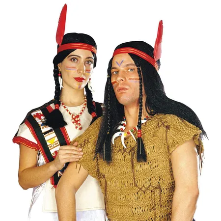 Widmann Indianerin Perücke mit Zöpfen für Damen