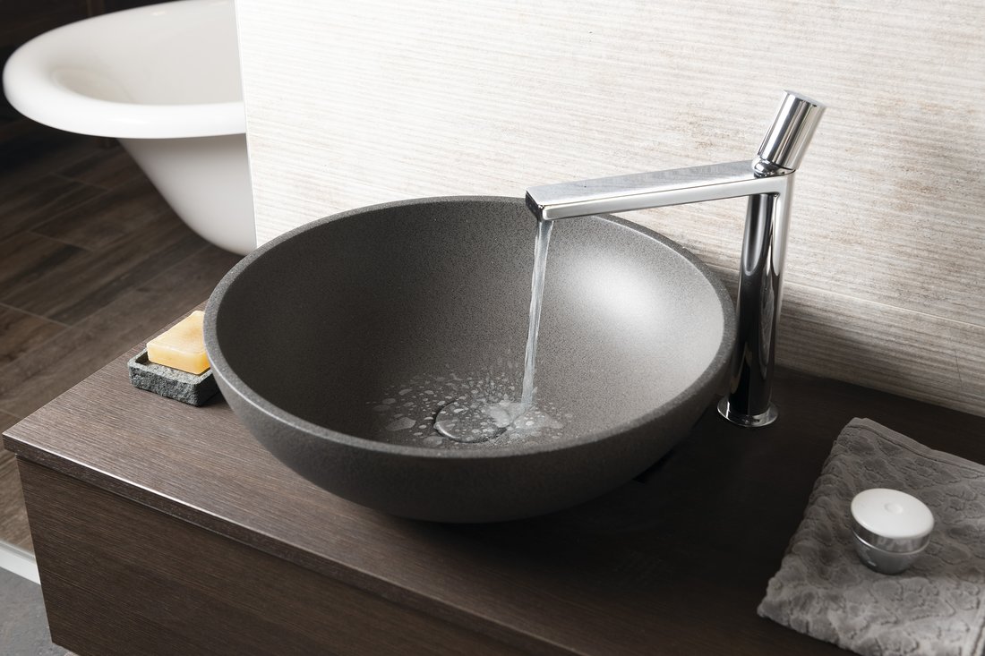 Sapho Turf betonnen waskom 44cm zwart graniet
