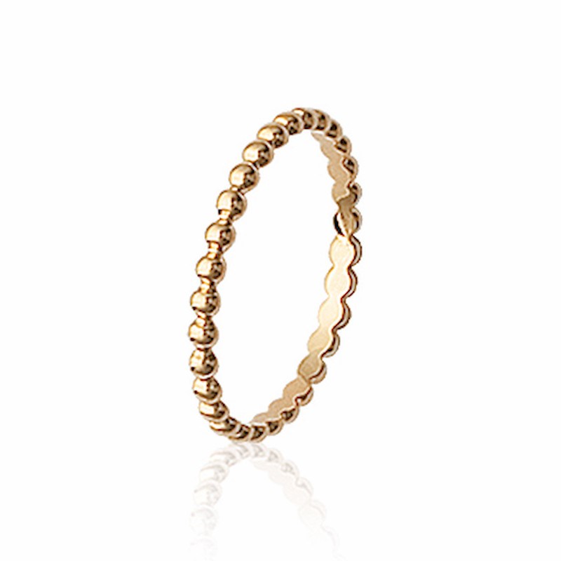 Bague Fine Plaqué Or Perlée Boules Tendance