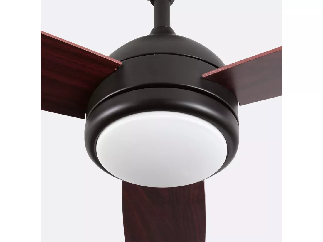 Ventilateur de Plafond avec Lumière 3 Pales 56 W 6 Vitesses Vermont Bois Foncé Thinia Home
