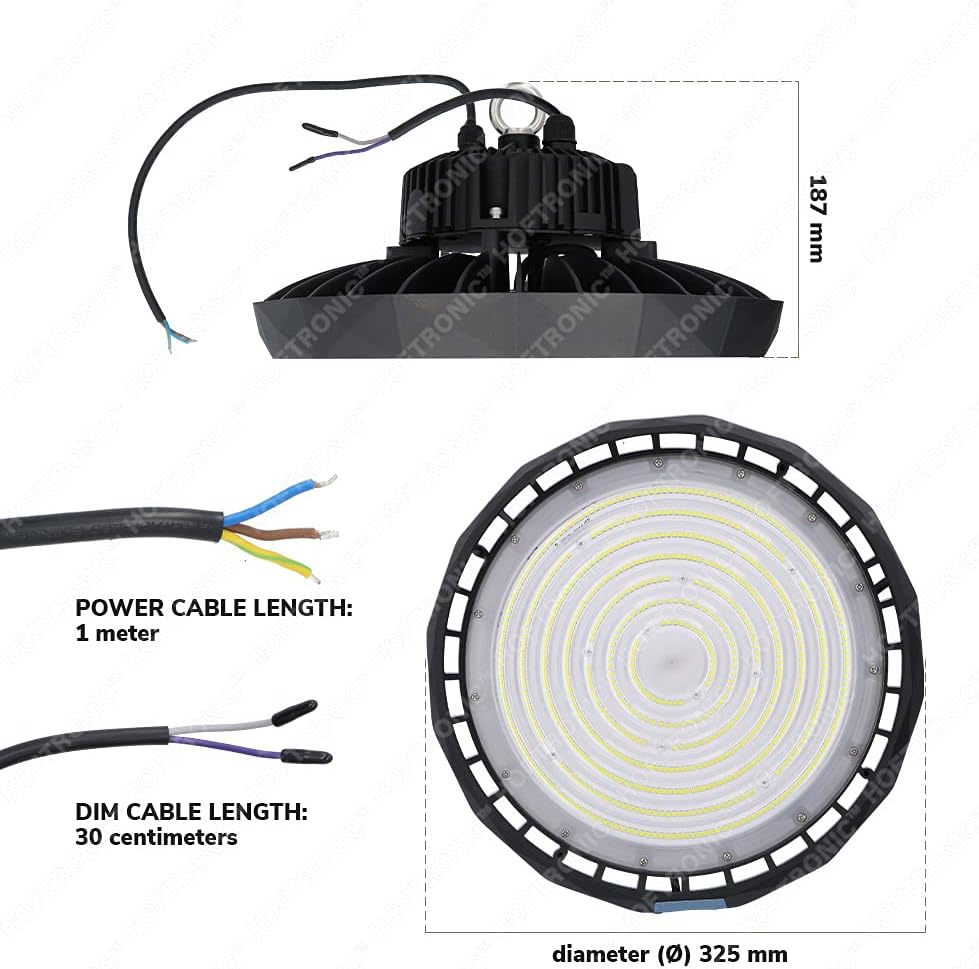 HOFTRONIC - LED Hallenstrahler Saturn 240W 120° IP65 Dimmbar 5700K 190lm/W Hoftronic Powered 5 Jahre Garantie Deckenleuchte, Hallenbeleuchtung, Werkstattbeleuchtung, LED Hallenstrahler