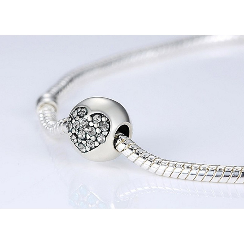 Charms Bead Coeur en Cristal Blanc