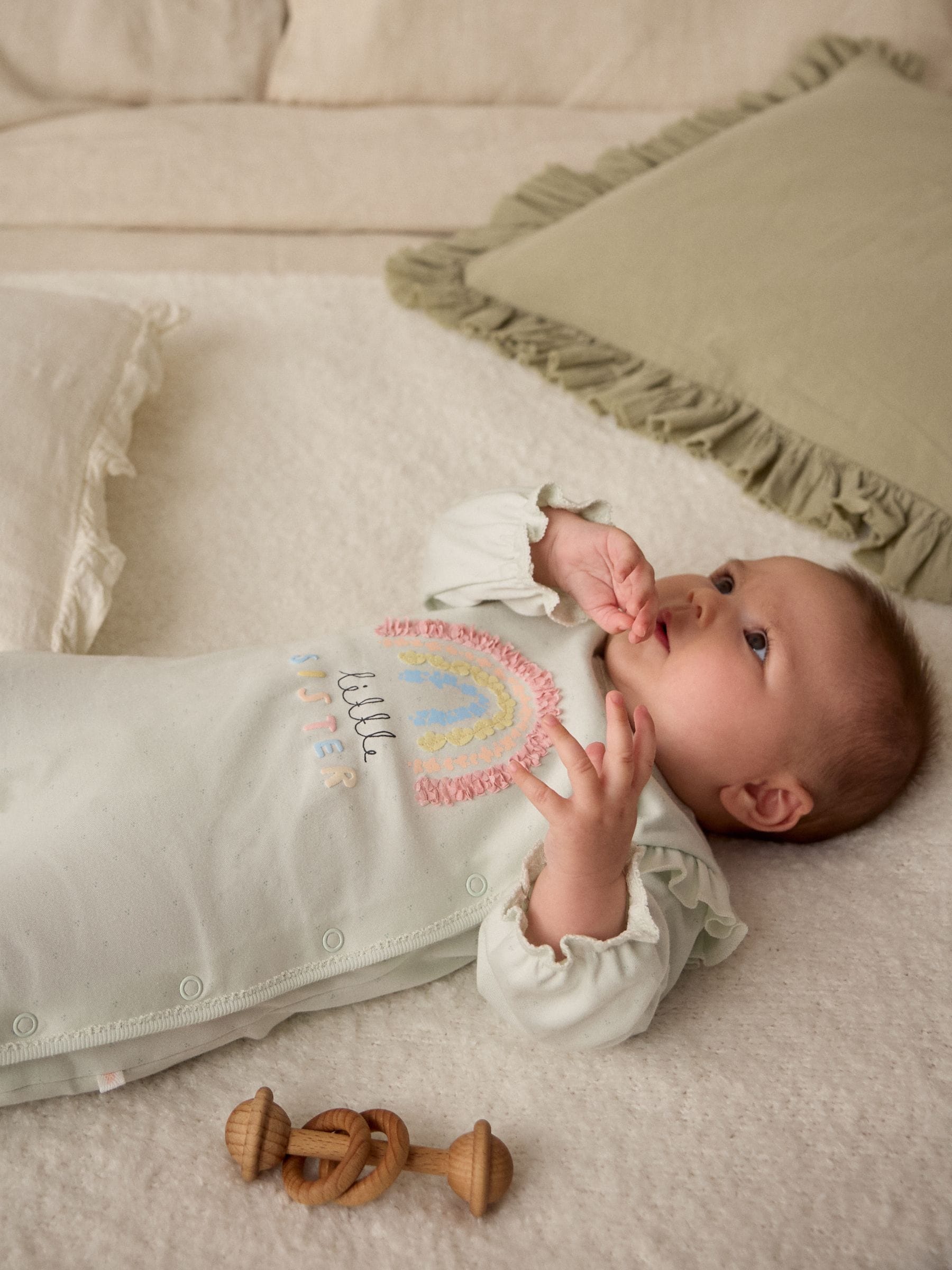 Saliegroene 'Little Sister' - Baby Family 100% katoenen slaappak (0 - 2 jr)