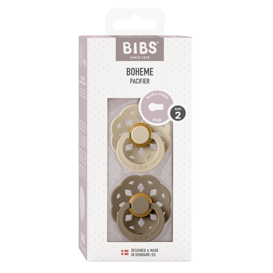 BIBS Pacifier Boheme Latex Vanilla/Dark Oak Size 2 2pcs