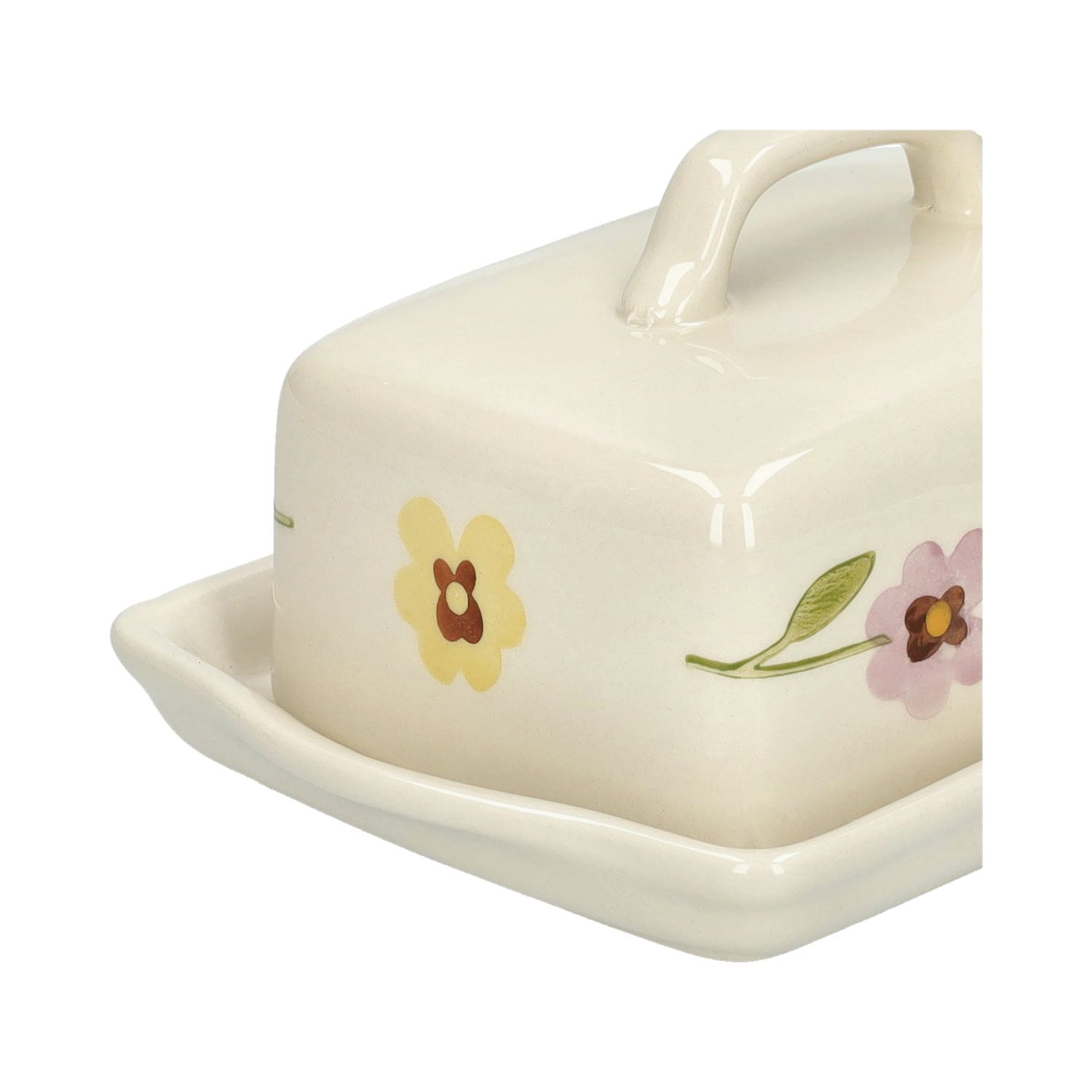 Botervloot, steengoed, viooltjes, 18,5 x 13,5 cm