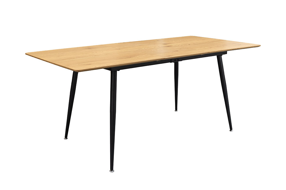 Ausziehbarer Esstisch APARTMENT 120-160cm natur Wildeiche schwarzes Metallgestell