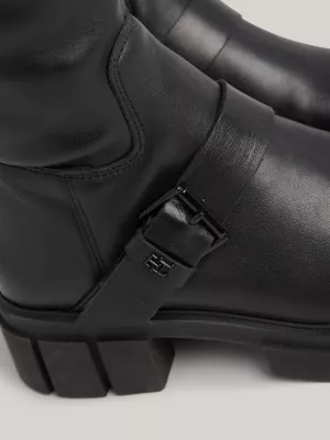 Botas de motociclista acima do joelho com meia trava