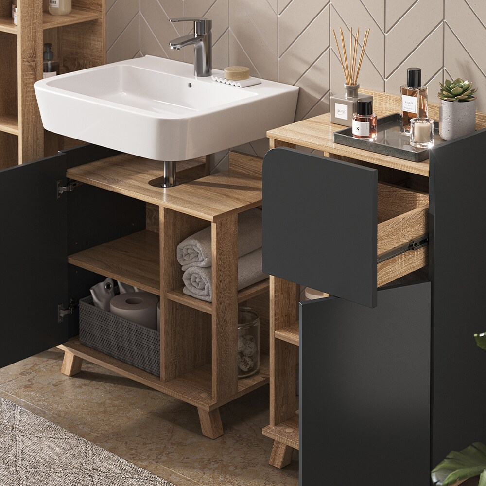 Vicco Badmöbel-Set Karen Sonoma Anthrazit 4 Teile